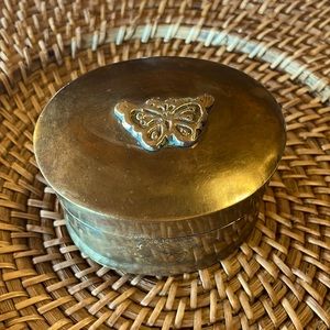 Vintage brass butterfly trinket box